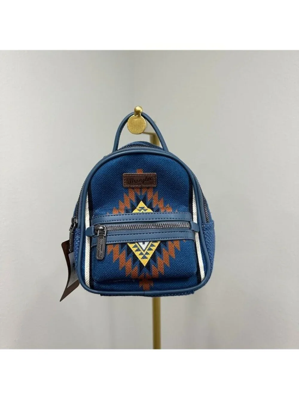 Wrangler Southwestern Aztec Mini Backpack Wallet Combo Bag In Blue Jean NEW - Picture 1 of 8